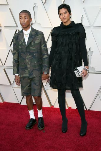 Pharrell Williams et Helen Lasichanh sur le tapis rouge de la 91e cérémonie des Oscars le 24 février 2019