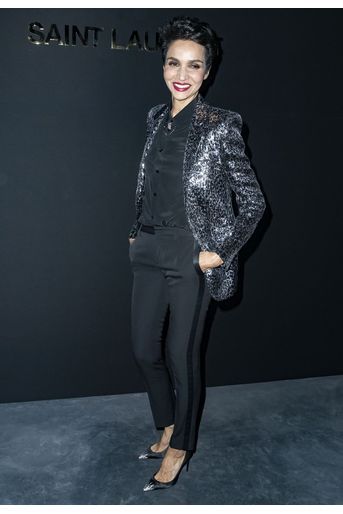 Farida Khelfa au défilé Saint Laurent lors de la Fashion Week de Paris le 26 février 2019