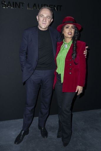 François-Henri Pinault et Salma Hayek au défilé Saint Laurent lors de la Fashion Week de Paris le 26 février 2019
