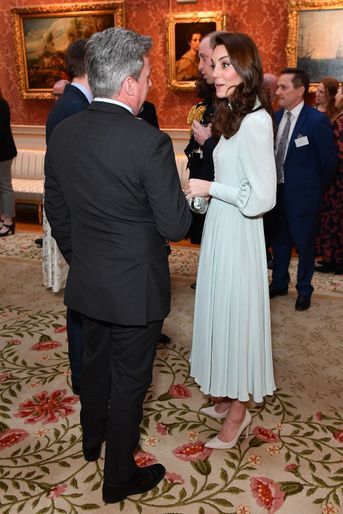 Kate Middleton à la réception tenue pour les 50 ans de l’investiture du prince de Galles au palais de Buckingham le 5 mars 2019