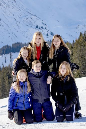 Les princesses Catharina-Amalia, Alexia et Ariane des Pays-Bas avec leurs cousins à Lech, le 25 février 2019