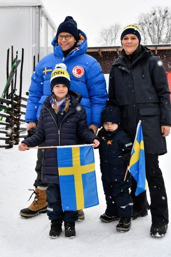 La princesse Victoria de Suède et le prince consort Daniel avec leurs enfants à Are, le week-end des 9 et 10 février 2019