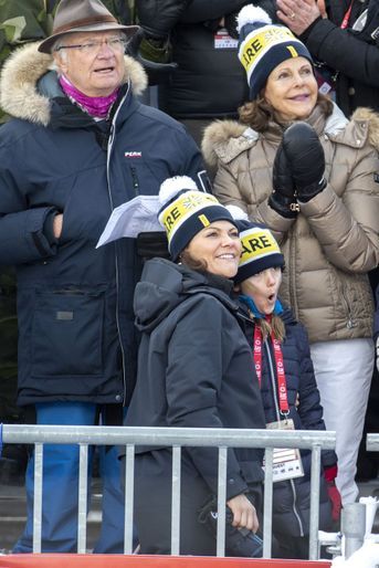 Les princesses Estelle et Victoria de Suède avec la reine Silvia et le roi Carl XVI Gustaf à Are, le week-end des 9 et 10 février 2019