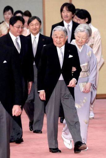 L&#039;impératrice Michiko et l&#039;empereur Akihito du Japon à Tokyo, le 26 février 2019