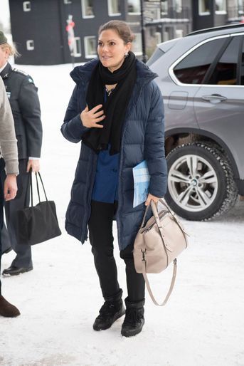 La princesse Victoria de Suède à son arrivée à Sälen, le 13 janvier 2018
