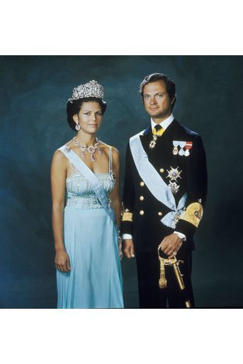 La reine Silvia de Suède avec le roi Carl XVI Gustaf, le 19 juin 1976