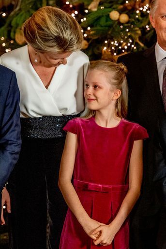 La reine Mathilde et la princesse Elénonore de Belgique à Bruxelles, le 19 décembre 2018