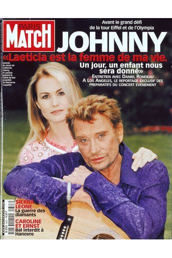 Johnny Hallyday et Laeticia en couverture de Paris Match en 2000