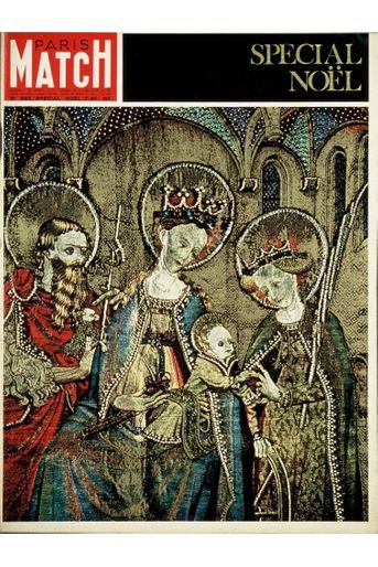 Couverture du Paris Match n°662 du 16 décembre 1961 : "Marie et l'Enfant", tapisserie du XVème siècle, exposée à la Trésorerie impériale de Vienne.