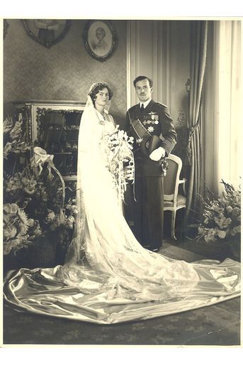 La princesse Alix de Luxembourg lors de son mariage avec le prince Antoine de Ligne, en 1950