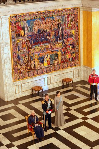 La reine Margrethe II de Danemark avec la princesse Mary et le prince Frederik à Copenhague, le 3 janvier 2019