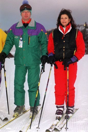 La reine Silvia de Suède, avec le roi Carl XVI Gustaf, le 3 janvier 1997