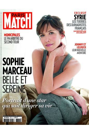 «Sophie Marceau, belle et sereine», couverture de Paris Match n°3384 du 27 mars 2014.