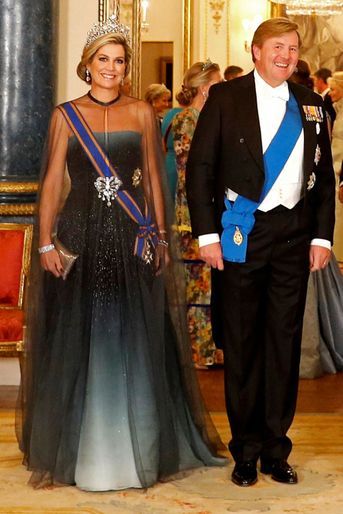 La reine Maxima des Pays-Bas, dans une robe Jan Taminiau, le 23 octobre 2018