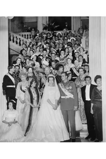 La princesse Sophie de Grèce et le prince Juan Carlos d'Espagne, le jour de leur mariage, 14 mai 1962