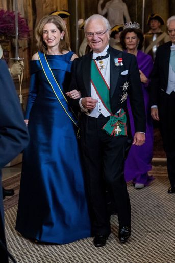 Le roi Carl XVI Gustaf de Suède avec Laura Mattarella à Stockholm, le 13 novembre 2018