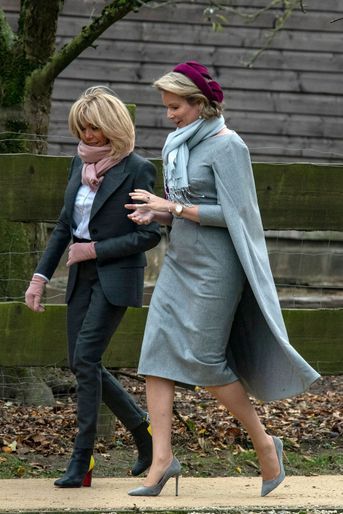 La reine des Belges Mathilde et Brigitte Macron à Ittre, le 20 novembre 2018