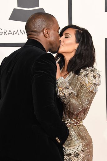 Kanye West et Kim Kardashian aux Grammy Awards à Los Angeles en février 2015