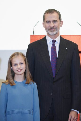 La princesse des Asturies Leonor et le roi Felipe VI d'Espagne à Madrid, le 31 octobre 2018