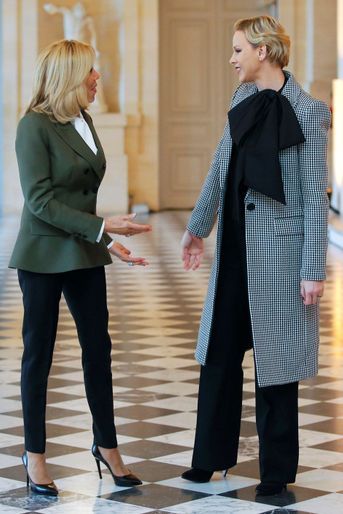 La princesse Charlène de Monaco avec Brigitte Macron à Versailles, le 11 novembre 2018