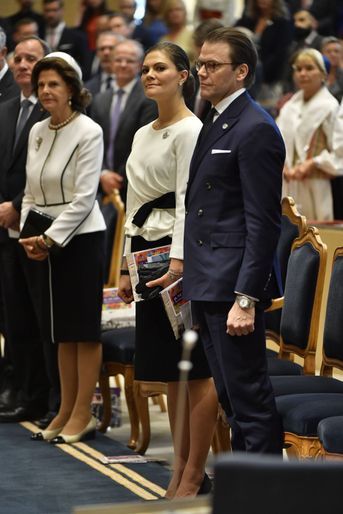 La reine Silvia, la princesse Victoria et le prince Daniel de Suède à Stockholm, le 25 septembre 2018