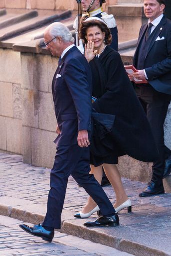 La reine Silvia et le roi Carl XVI Gustaf de Suède à Stockholm, le 25 septembre 2018
