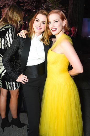 Anna Hathaway et Jessica Chastain à la soirée des 50 ans de Ralph Lauren à New York, vendredi 7 septembre