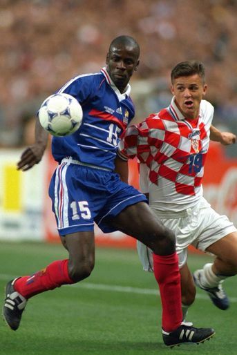 Lilian Thuram face à Goran Vlacvic lors du match de la France face à la Croatie en demi-finale de la Coupe du monde, le 8 juillet 1998