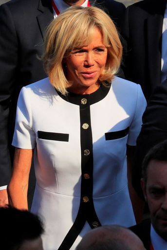 Brigitte Macron lors du défilé du 14 juillet sur les Champs-Elysées à Paris.