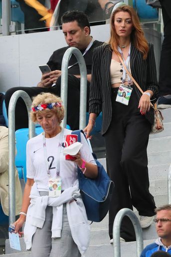 Rachel Legrain-Trapani et Nathalie, la mère de Benjamin Pavard lors de la demi-finale de la coupe du monde (France-Belgique) à Saint-Pétersbourg le 10 juillet 2018