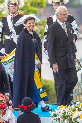 La reine Silvia et le roi Carl XVI Gustaf de Suède à Stockholm, le 6 juin 2018