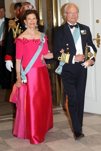 La reine Silvia et le roi Carl XVI Gustaf de Suède à Copenhague, le 26 mai 2018