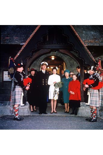 Timothy Laurence et la princesse Anne lors de leur mariage, le 12 décembre 1992