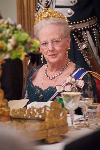 La reine Margrethe II de Danemark coiffée de son diadème Naasut, le 24 janvier 2017