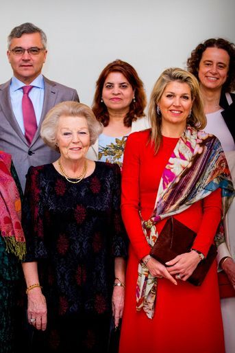 La reine Maxima et l'ex-reine Beatrix des Pays-Bas à La Haye, le 12 avril 2018