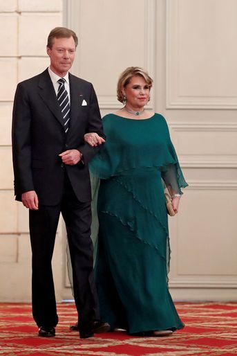 La grande-duchesse Maria Teresa et le grand-duc Henri de Luxembourg à Paris, le 19 mars 2018