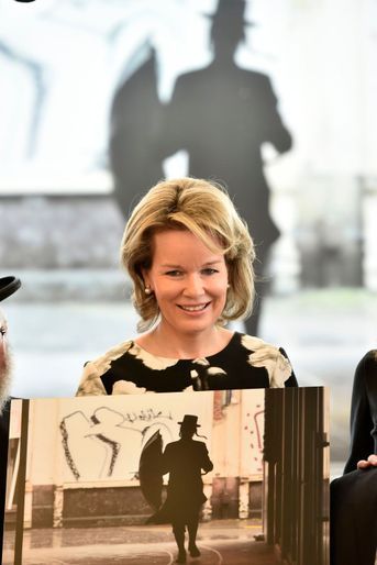 La reine Mathilde de Belgique au Kazerne Dossin à Malines, le 27 mars 2018
