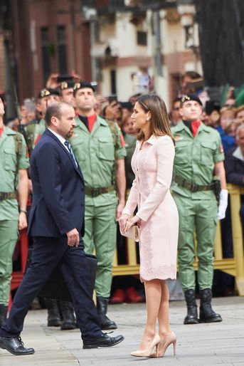 La reine Letizia d&#039;Espagne à Alcala de Henares, le 23 avril 2018