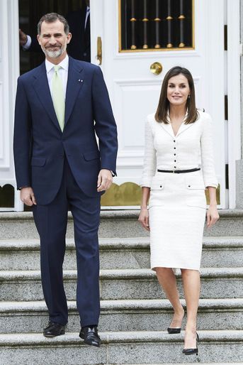 La reine Letizia et le roi Felipe VI d&#039;Espagne à Madrid, le 14 mai 2018