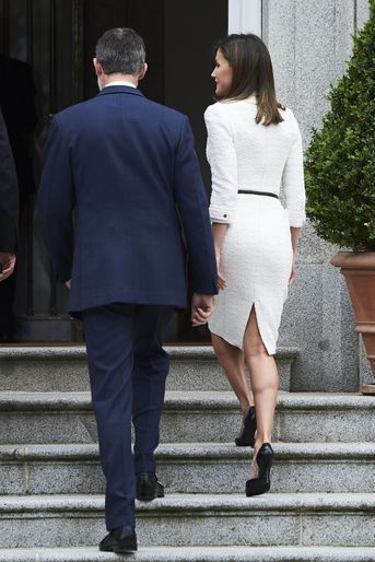 La reine Letizia et le roi Felipe VI d&#039;Espagne à Madrid, le 14 mai 2018