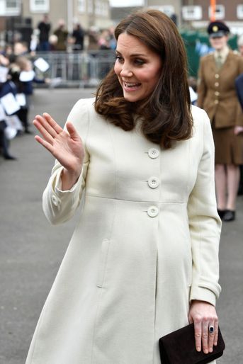 Kate Middleton enceinte de son troisième enfant, le 6 mars 2018.