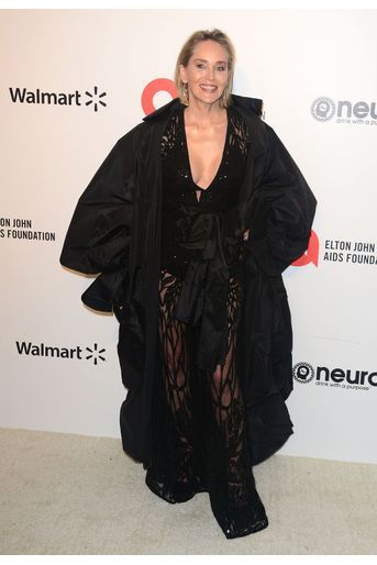 Sharon Stone lors de la soirée d'Elton John contre le sida à Los Angeles le 9 février 2020. 