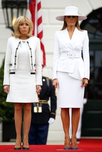 Brigitte Macron et Melania Trump mardi à la Maison-Blanche. 