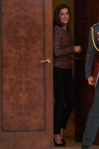 La reine Letizia d&#039;Espagne au palais de la Zarzuela à Madrid, le 27 février 2018