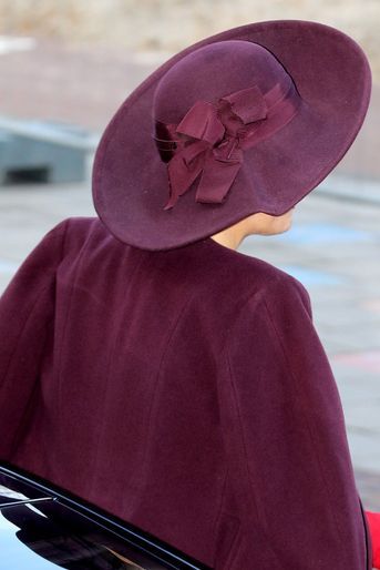 Le chapeau de la reine Maxima des Pays-Bas à Amsterdam, le 5 février 2018