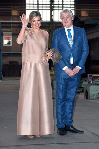 La reine Maxima des Pays-Bas dans un look Natan à Amsterdam, le 16 avril 2018