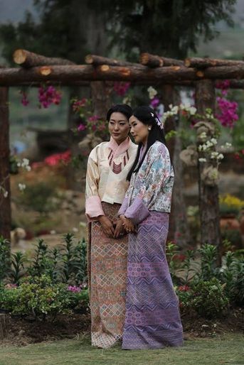 Les princesses Kezang Choden et Dechen Yangzom du Bhoutan, à Punakha le 25 avril 2018 