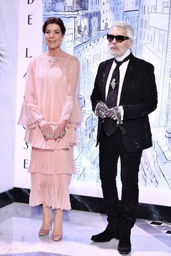 S.A.R la Princesse de Hanovre et Karl Lagerfeld au bal de la rose 2018, le 24 mars 2018.