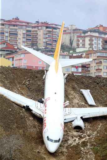 Le Boeing 737 est sortie de la piste de l&#039;aéroport de Trabzon, en Turquie.