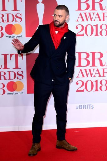 Justin Timberlake à la cérémonie des Brit Awards 2018, le 21 février 2018.